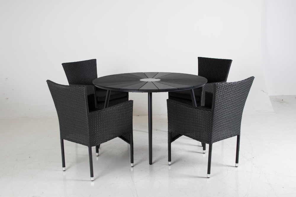 Black rattan dining chairs